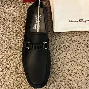 Brand new Salvatore Ferragamo size 10 E black SALVATORE FERRAGAMO Size 10 Black Solid Leather Loafers  main image 4